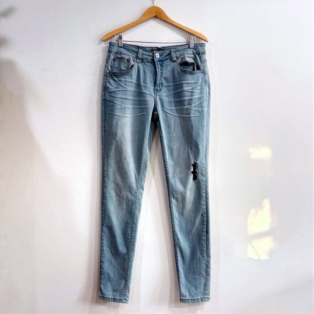 Serenede Light Wash Jeans Moto Knee Detail Stretch Denim Streetwear Men Size 32